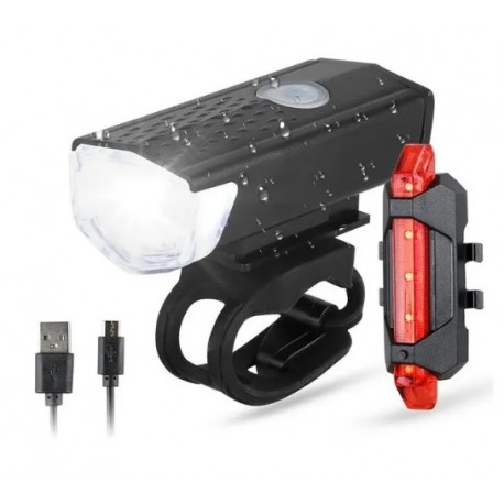 Luz Bicicleta Delantera y Trasera USB Impermeable