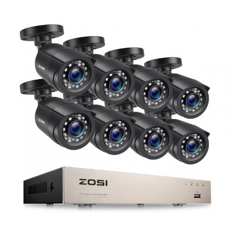 Sistema de Videovigilancia Profesional CCTV con 8 Camaras HD y Grabador