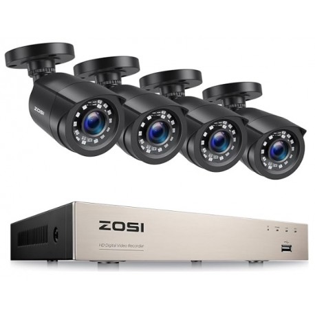 Sistema de Videovigilancia Profesional CCTV con 4 Camaras HD y Grabador