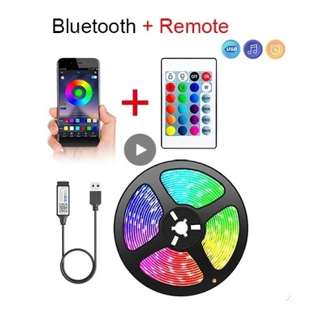 Tira de LED RGB 5 Metros USB Bluetooth Mando y APP