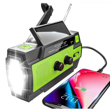 Radio Solar Power Bank Impermeable con Linterna